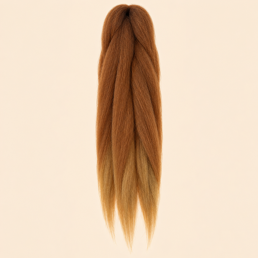 Jumbo Braid Pre-Stretched RastAfri 65 cm – BT30/27 koperbruin-honingblond op beige achtergrond