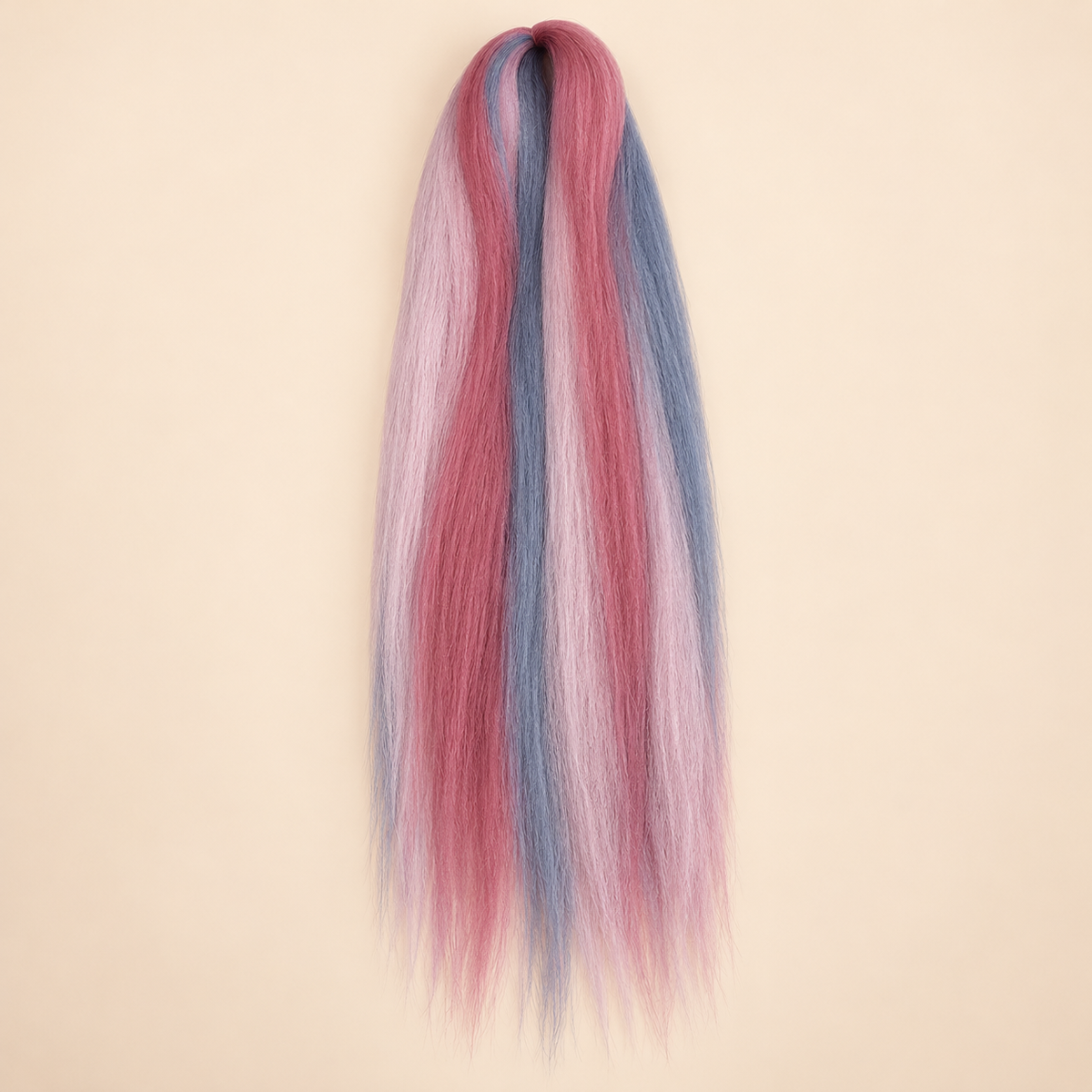 Jumbo Braid Pre-Stretched RastAfri 65 cm – F.FairyGodmother roze-blauw-grijs op beige achtergrond