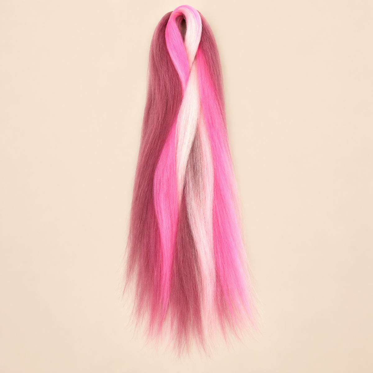 Jumbo Braid Pre-Stretched RastAfri 65 cm – F.PinkPassion roze-wit op beige achtergrond