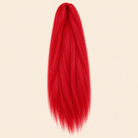 Jumbo Braid Pre-Stretched RastAfri 65 cm – Tomato Red tomaatrood op beige achtergrond