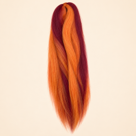 Jumbo Braid Pre-Stretched RastAfri 65 cm – GSRB39 bordeaux-koper op beige achtergrond