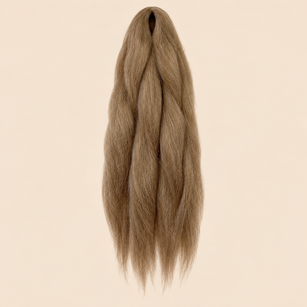 Jumbo Braid Pre-Stretched RastAfri 65 cm – 12 lichtbruin op beige achtergrond