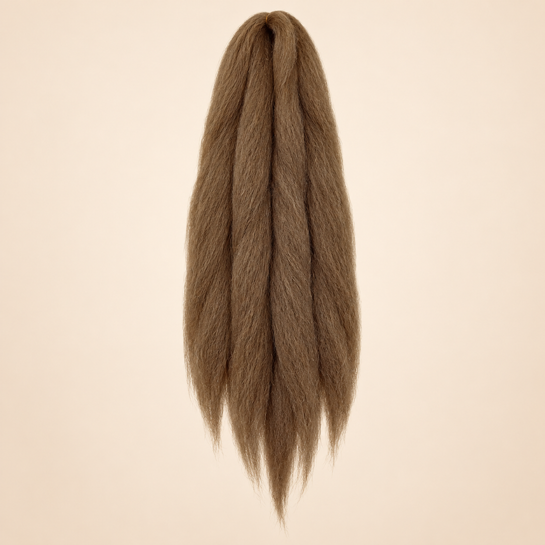Jumbo Braid Pre-Stretched RastAfri 65 cm – 10 middenbruin op beige achtergrond
