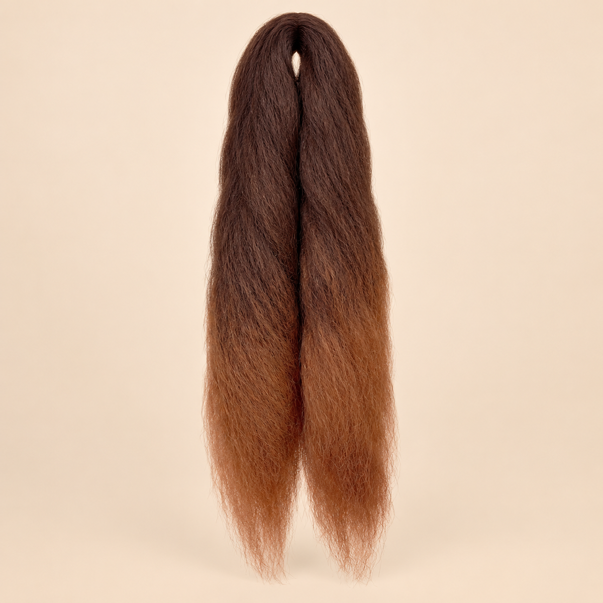 Jumbo Braid Pre-Stretched RastAfri 65 cm – BT4/30 donkerbruin-koperbruin op beige achtergrond