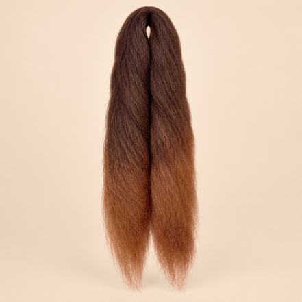 Jumbo Braid Pre-Stretched RastAfri 65 cm – BT4/30 donkerbruin-koperbruin op beige achtergrond