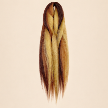 Jumbo Braid Pre-Stretched RastAfri 65 cm – F27/30/33 blond-koperbruin op beige achtergrond