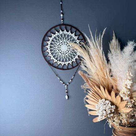 Dromenvanger Simple Brown 25cm handgemaakte dreamcatcher - De HaarBoetiek
