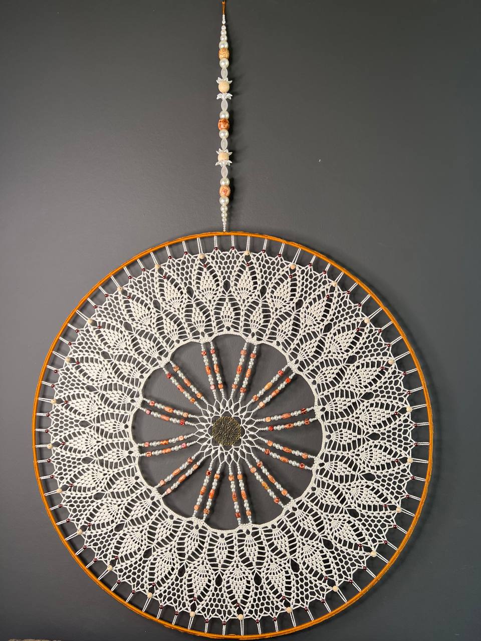 Dromenvanger Mandala Off White XL 65cm – Handgemaakte Dreamcatcher