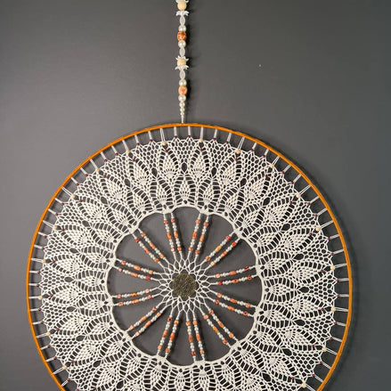 Dromenvanger Mandala Off White XL 65cm – Handgemaakte Dreamcatcher