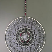 Dromenvanger Purple & Black Beaded 50cm – Handgemaakte Dreamcatcher