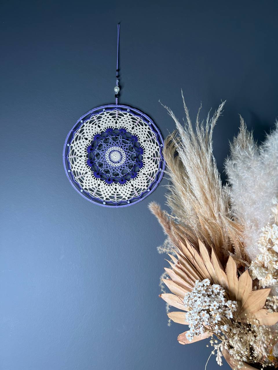 Dromenvanger The Purple One 25cm handgemaakte dreamcatcher - De HaarBoetiek