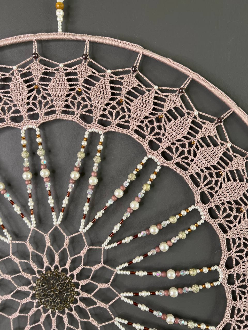 Dromenvanger Dark Sand 55cm – Handgemaakte Dreamcatcher