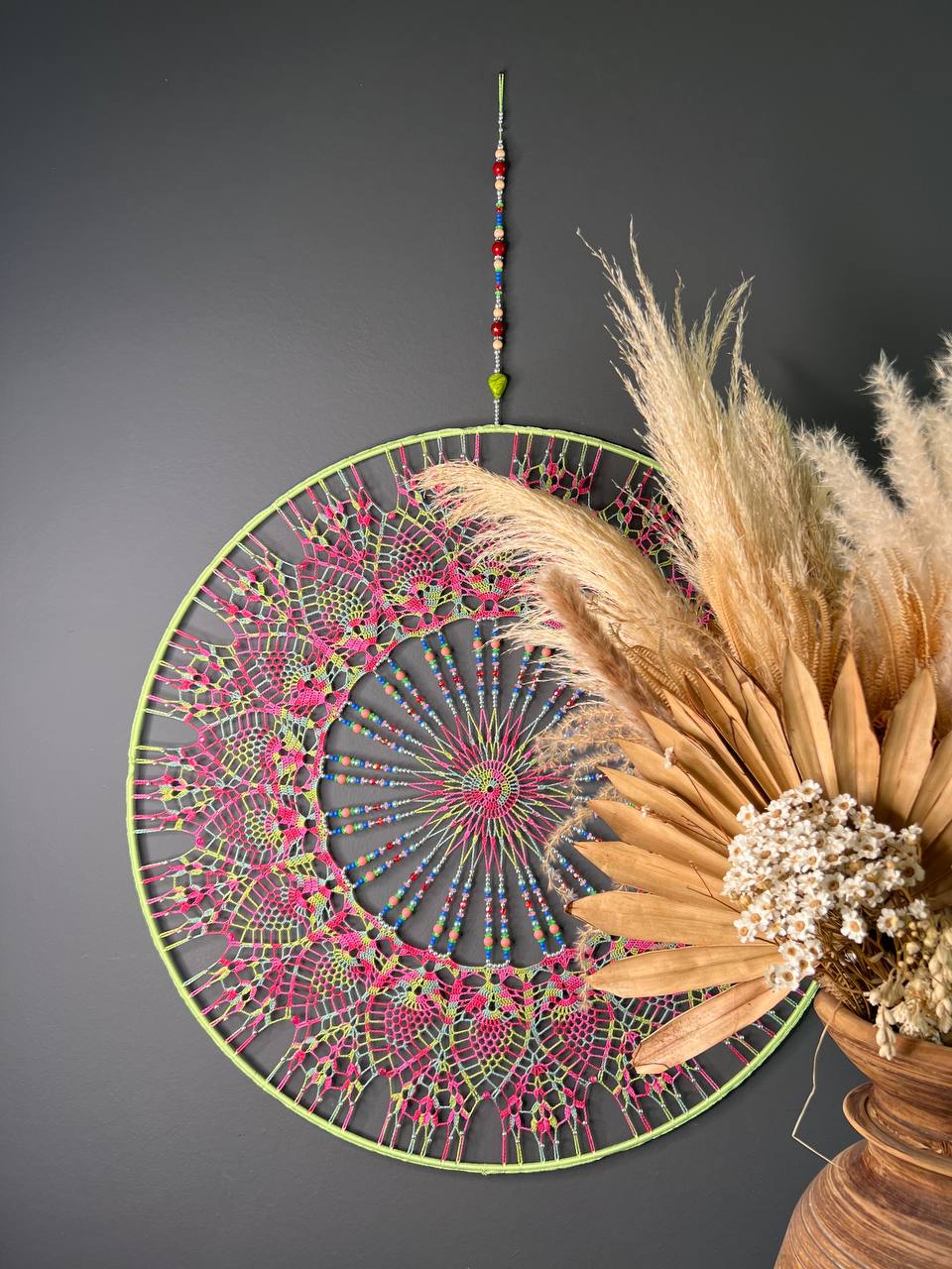 Dromenvanger Color Explosion 60cm handgemaakte dreamcatcher - De HaarBoetiek