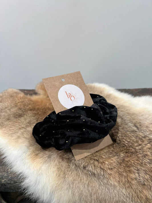 XL scrunchie black gold glitter