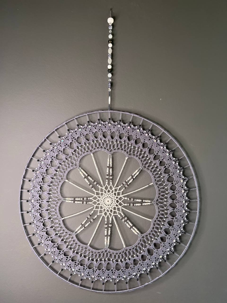 Dromenvanger Purple Greyish 55cm – Handgemaakte Dreamcatcher
