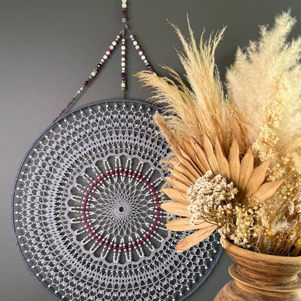 Dromenvanger Purple Beaded 55cm handgemaakte dreamcatcher - De HaarBoetiek