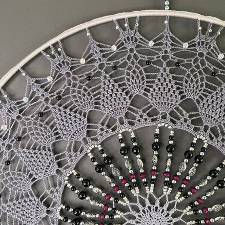 Dromenvanger Purple & Black Beaded 50cm – Handgemaakte Dreamcatcher