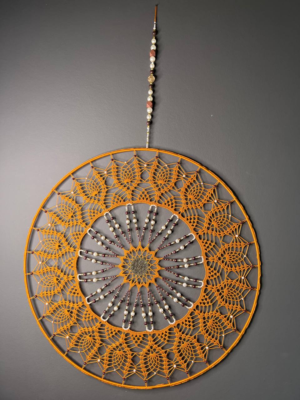 Dromenvanger Orange Brownish 60cm – Handgemaakte Dreamcatcher