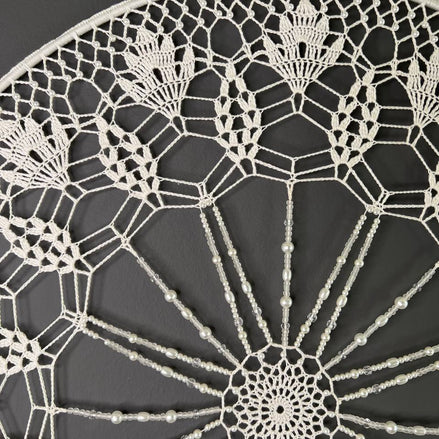 Dromenvanger All White Beaded 55cm – Handgemaakte Dreamcatcher