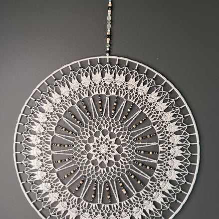 Dromenvanger Black & White 60cm – Handgemaakte Dreamcatcher