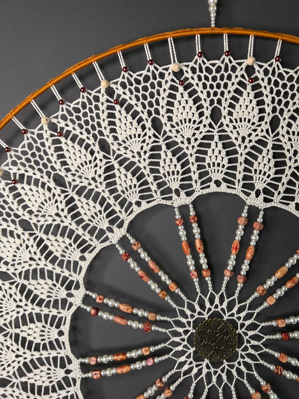 Dromenvanger Mandala Off White XL 65cm – Handgemaakte Dreamcatcher
