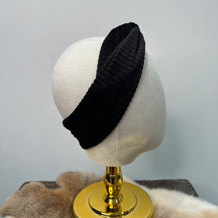 Zwarte rib bandeau haarband