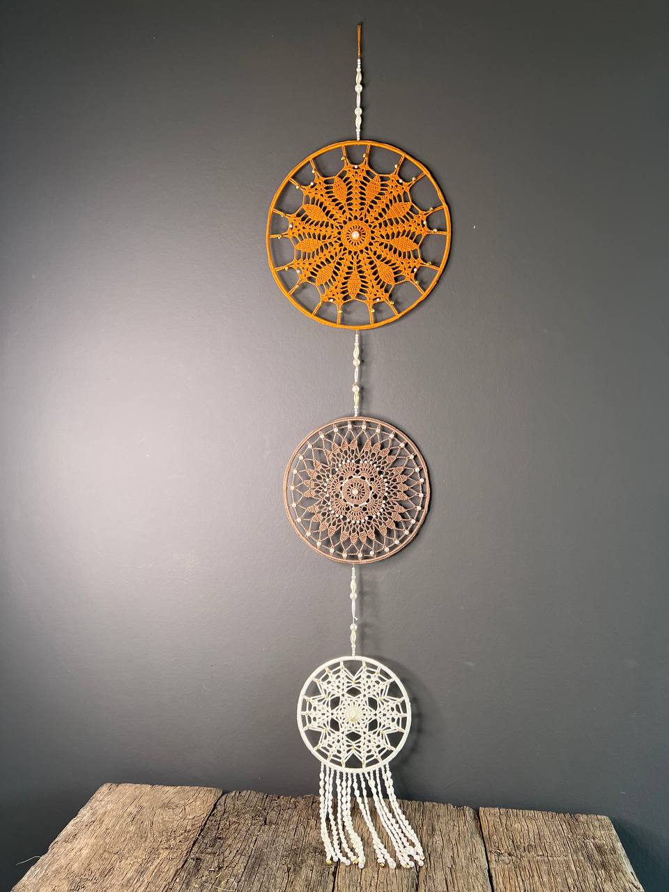 Dromenvanger Three in a Row 118cm – Handgemaakte Dreamcatcher