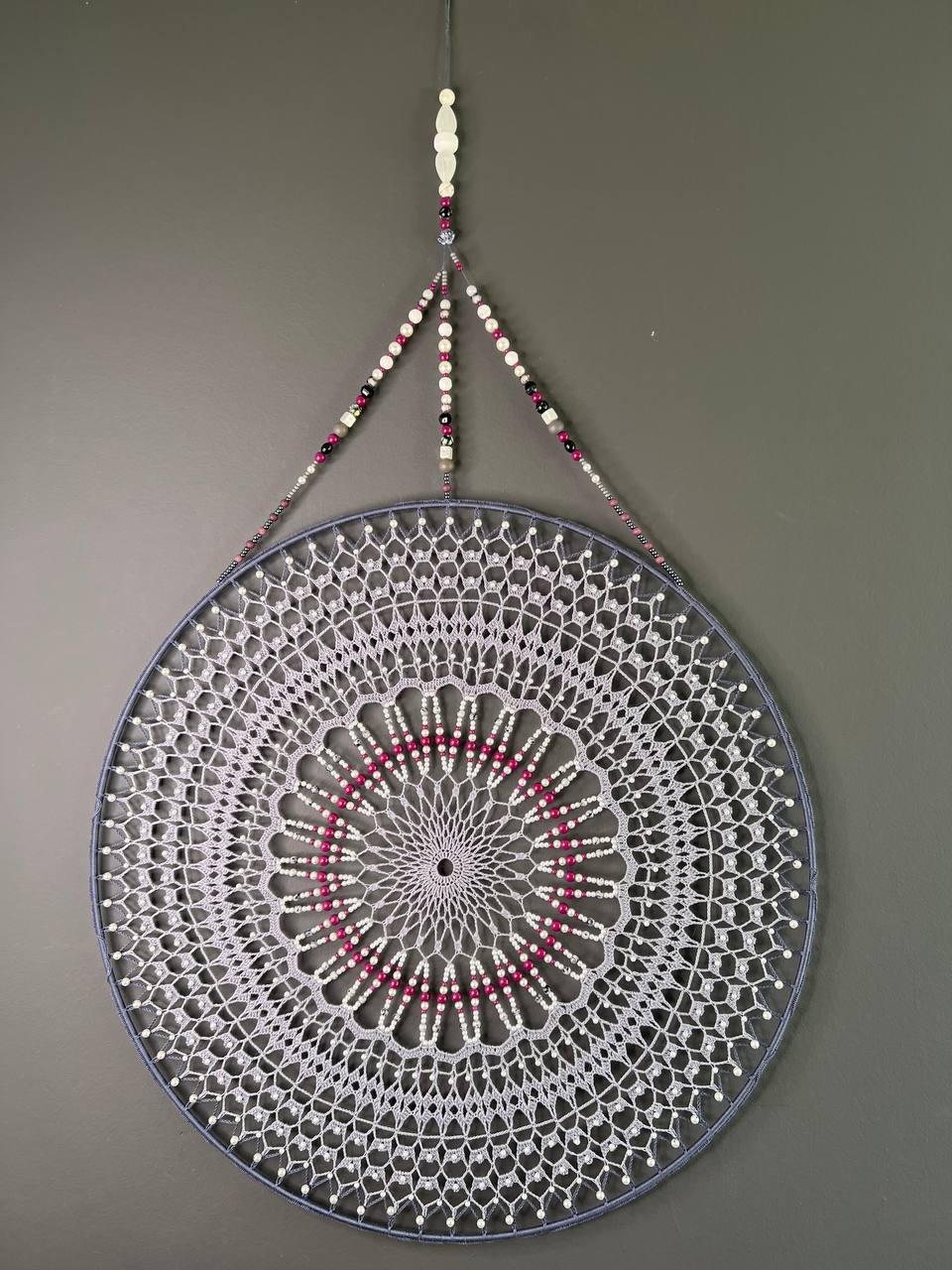 Dromenvanger Purple Beaded 55cm – Handgemaakte Dreamcatcher