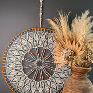 Dromenvanger Mandala Off White XL 65cm handgemaakte dreamcatcher - De HaarBoetiek