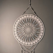 Dromenvanger Light Grey Beaded 45cm – Handgemaakte Dreamcatcher