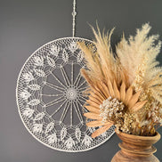 Dromenvanger All White Beaded 55cm handgemaakte dreamcatcher - De HaarBoetiek