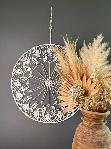 All white beaded  55cm | Bestel vóór 12:00, morgen stralen! | De haarboetiek.nl
