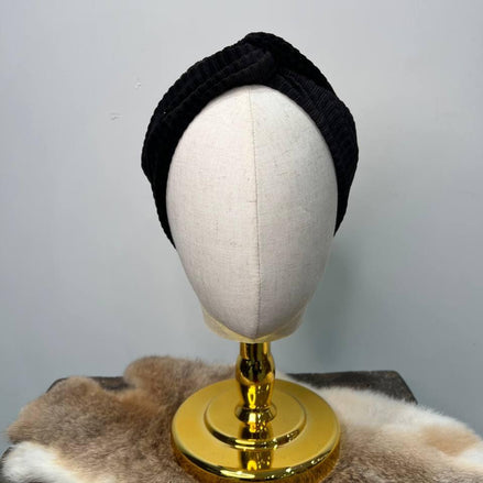 Zwarte rib bandeau haarband