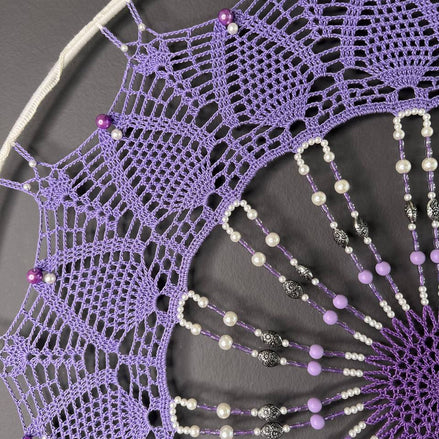 Dromenvanger Lila Beaded 55cm – Handgemaakte Dreamcatcher