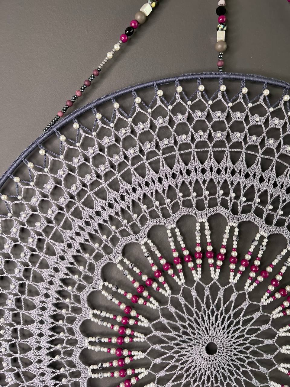 Dromenvanger Purple Beaded 55cm – Handgemaakte Dreamcatcher