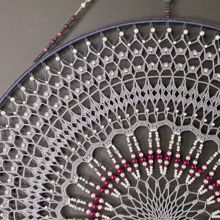 Dromenvanger Purple Beaded 55cm – Handgemaakte Dreamcatcher