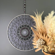 Dromenvanger Purple en Black Beaded 50cm handgemaakte dreamcatcher - De HaarBoetiek