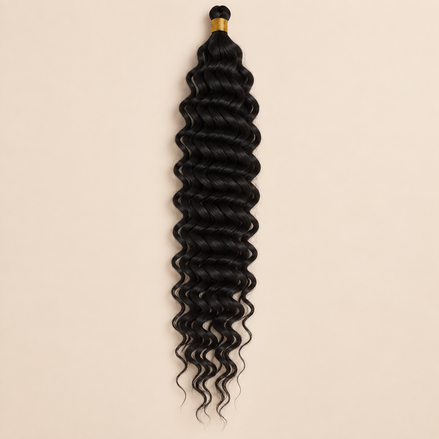 Zwart RastAfri Jamaican Curl kanekalon vlechthaar, 1, 50 cm, 85 gram, beige achtergrond