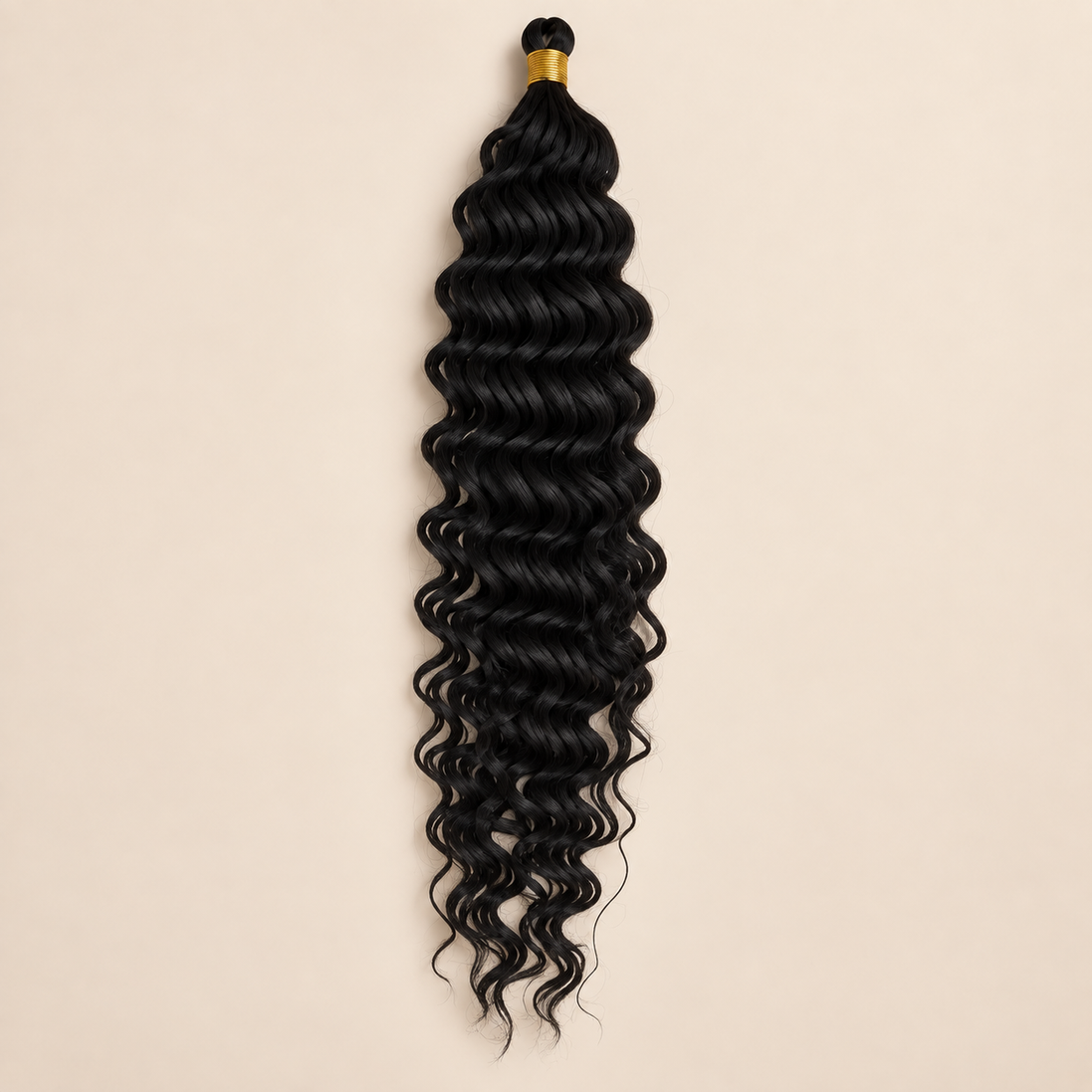 Natuurlijk zwart RastAfri Jamaican Curl kanekalon vlechthaar, 1B, 50 cm, 85 gram, beige achtergrond
