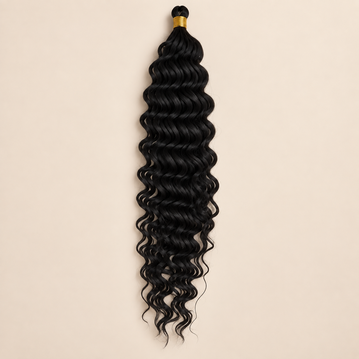 Natuurlijk zwart RastAfri Jamaican Curl kanekalon vlechthaar, 1B, 50 cm, 85 gram, beige achtergrond