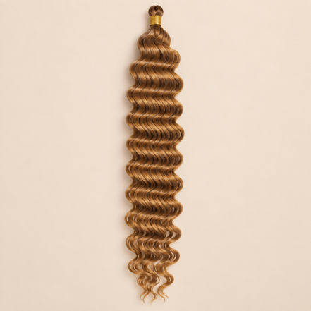 Honingblond RastAfri Jamaican Curl kanekalon vlechthaar, 27, 50 cm, 85 gram, beige achtergrond
