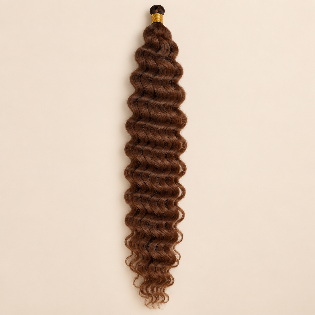 Koperbruin RastAfri Jamaican Curl kanekalon vlechthaar, 30, 50 cm, 85 gram, beige achtergrond