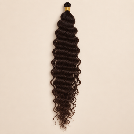 Donkerbruin RastAfri Jamaican Curl kanekalon vlechthaar, 4, 50 cm, 85 gram, beige achtergrond