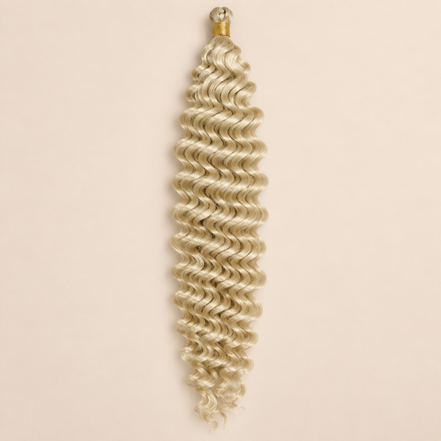 Lichtblond RastAfri Jamaican Curl kanekalon vlechthaar, 613, 50 cm, 85 gram, beige achtergrond