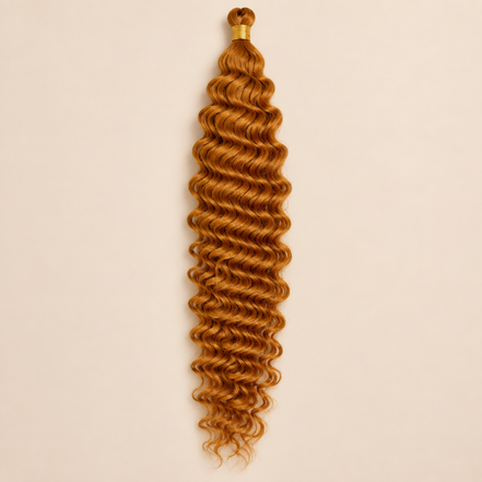 Amber koper RastAfri Jamaican Curl kanekalon vlechthaar, Amber, 50 cm, 85 gram, beige achtergrond