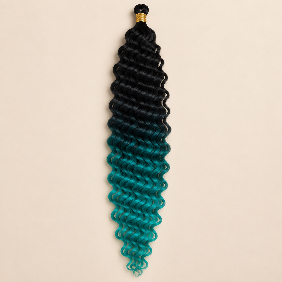 Mintgroen ombré RastAfri Jamaican Curl kanekalon vlechthaar, GTOM/Mint, 50 cm, 85 gram, beige achtergrond