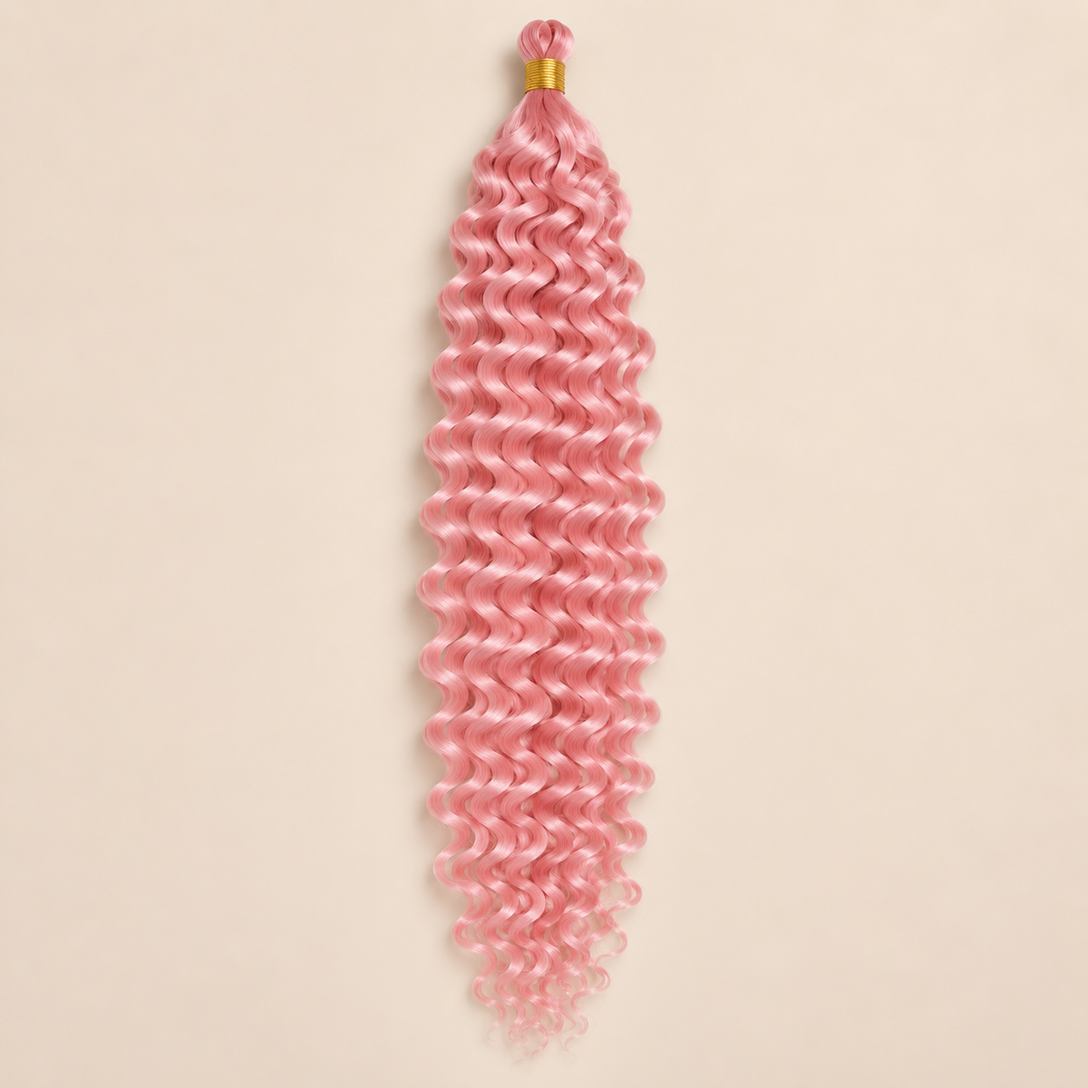 Lichtroze RastAfri Jamaican Curl kanekalon vlechthaar, M613/Pink, 50 cm, 85 gram, beige achtergrond