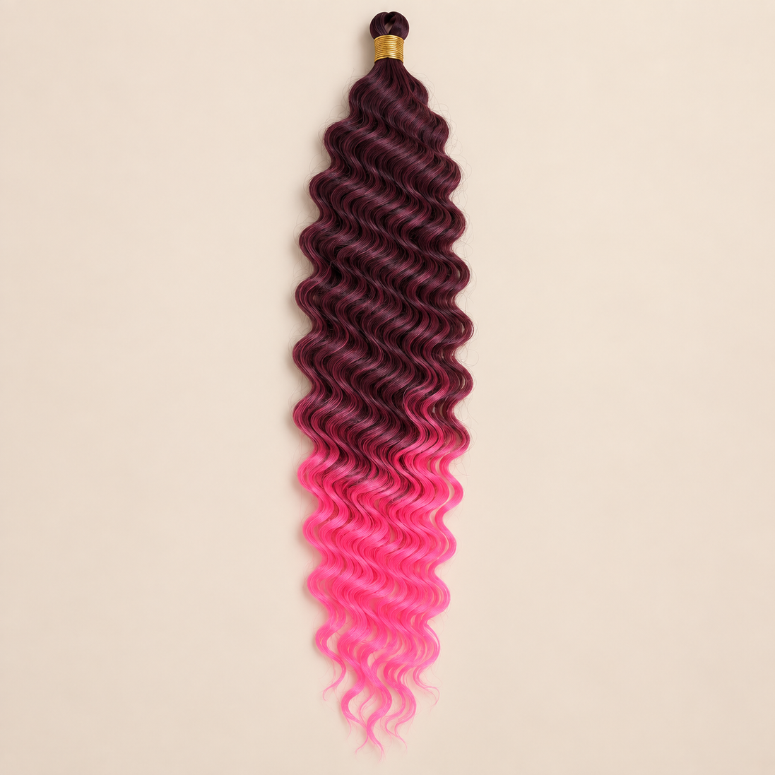 Zwart naar roze ombré RastAfri Jamaican Curl kanekalon vlechthaar, T1B/Pink, 50 cm, 85 gram, beige achtergrond