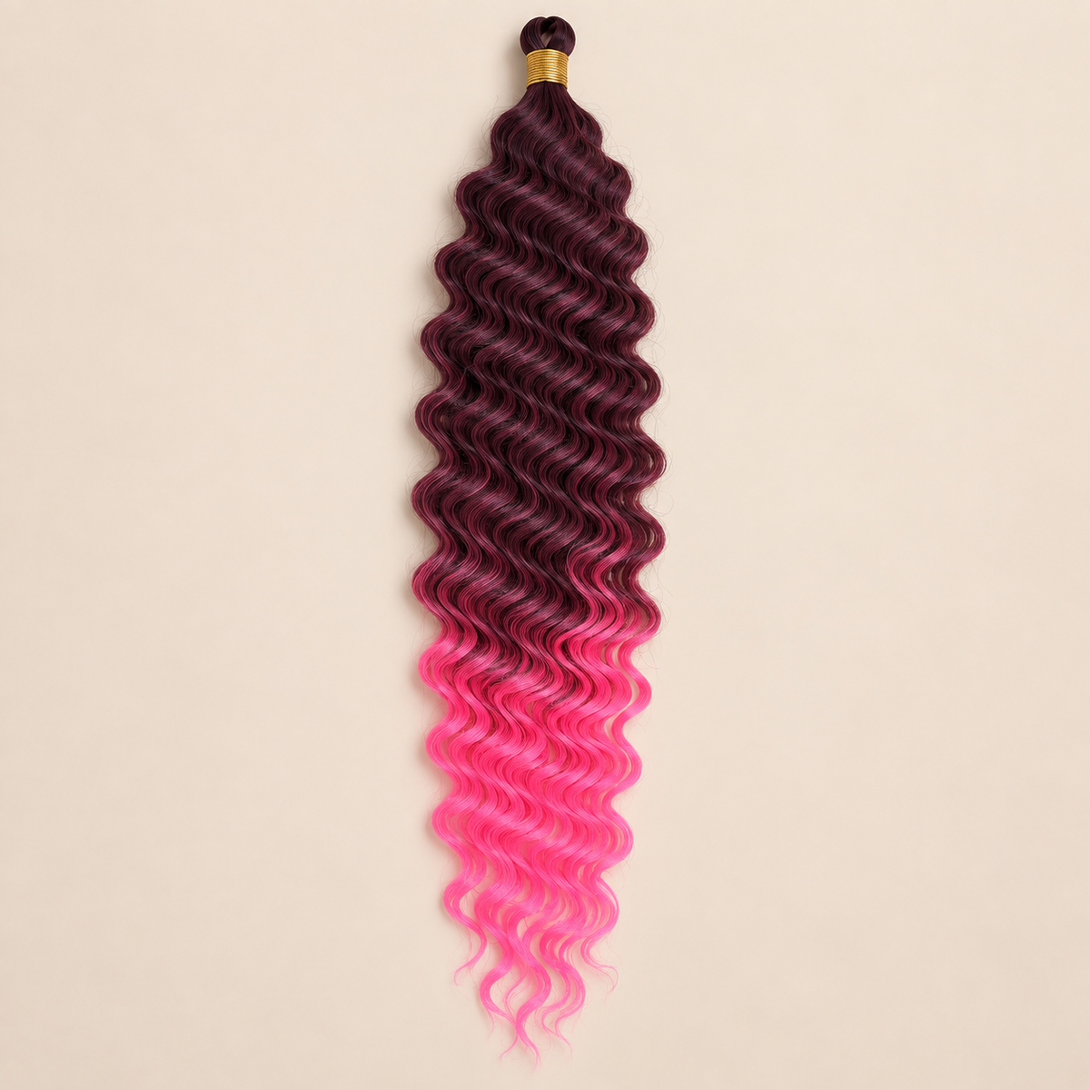 Zwart naar roze ombré RastAfri Jamaican Curl kanekalon vlechthaar, T1B/Pink, 50 cm, 85 gram, beige achtergrond