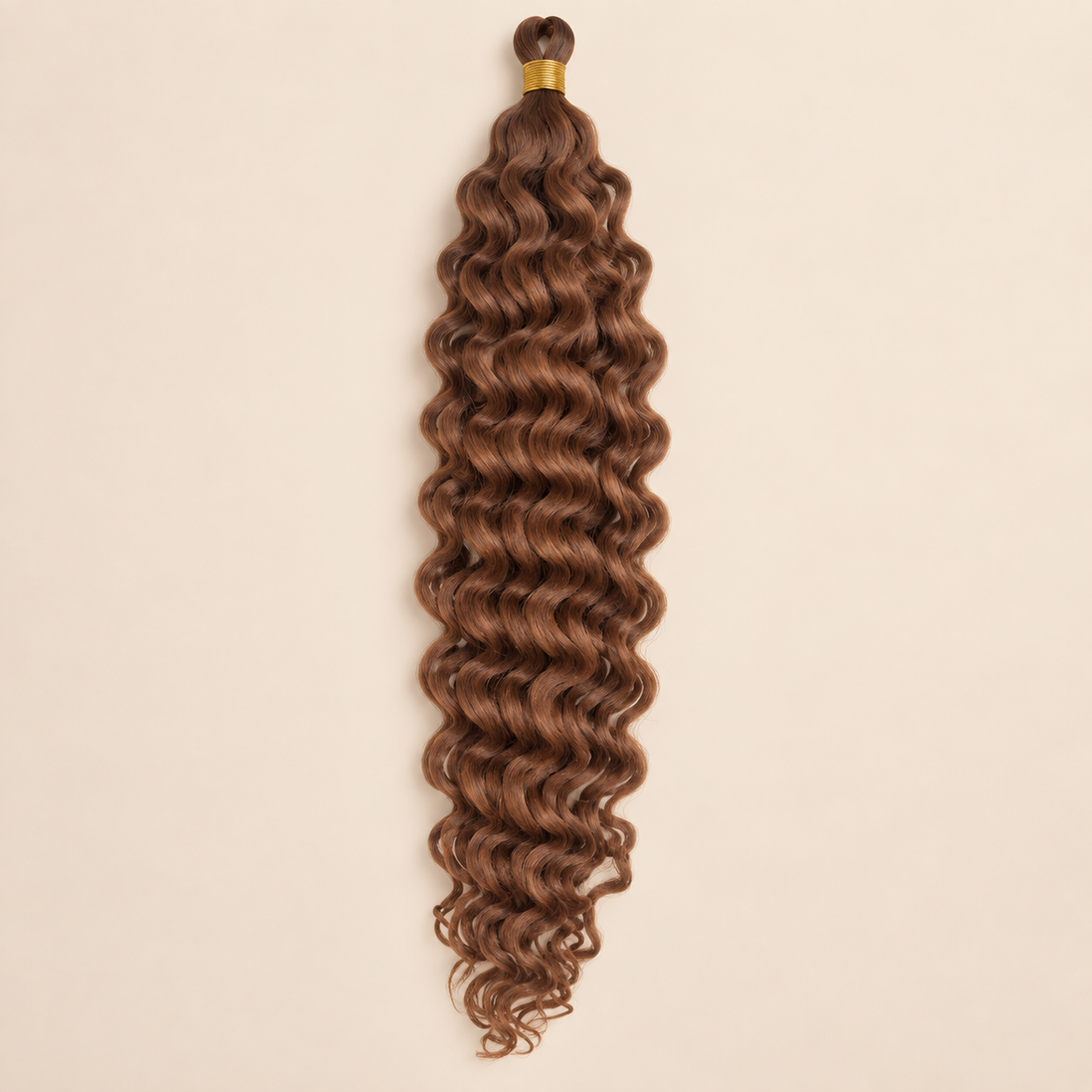 Koperbruin RastAfri Creek Curl kanekalon vlechthaar, 30, 50 cm, 85 gram, beige achtergrond